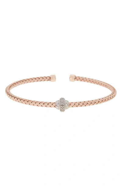 Meshmerise 18k Gold Plated Two-tone Diamond Bangle Bracelet In Rose Gold