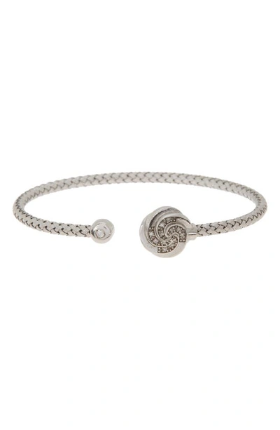 Meshmerise 18k Gold Plated Diamond Bangle Bracelet In White Gold