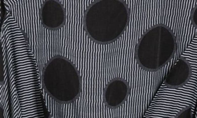 Shop Patrizia Luca Scoop Neck Sleeveless Dot Stripe Print Dress In Solid Black