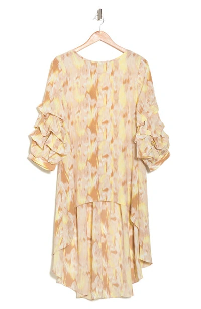 Shop Patrizia Luca Lantern Sleeve Print Tunic In Yellow