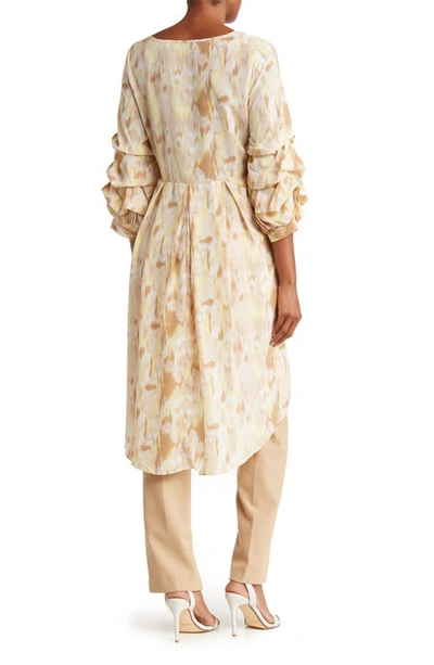 Shop Patrizia Luca Lantern Sleeve Print Tunic In Yellow