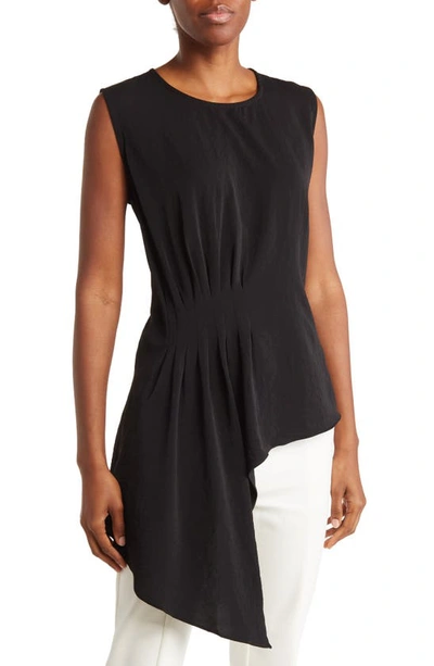 Shop Patrizia Luca Ruched Side Tail Top In Black
