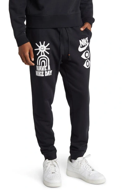 Shop Nike Have A  Day French Terry Joggers In Black/ Black