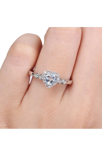 Delmar Sterling Silver, Created White Sapphire, & Created Blue Sapphire Heart Ring In Blue