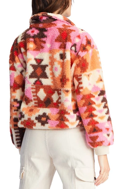 Shop Billabong Time Off Faux Fur Half Zip Pullover In Canyon Sunset