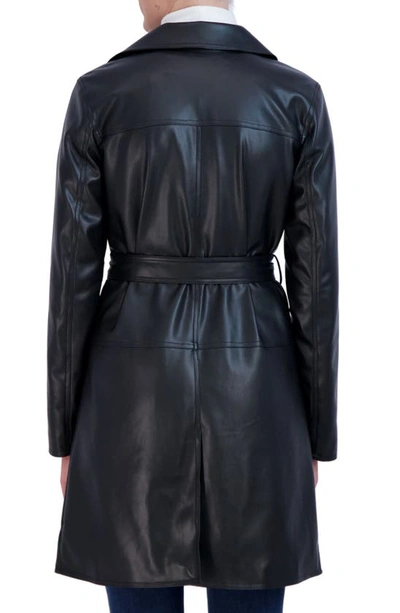 Shop Sebby Faux Leather Trench Jacket In Black