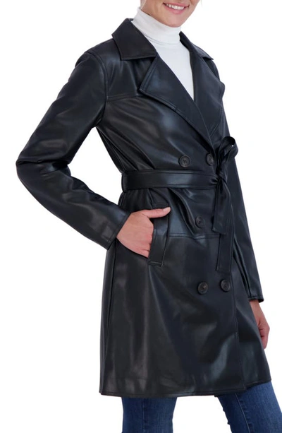 Shop Sebby Faux Leather Trench Jacket In Black