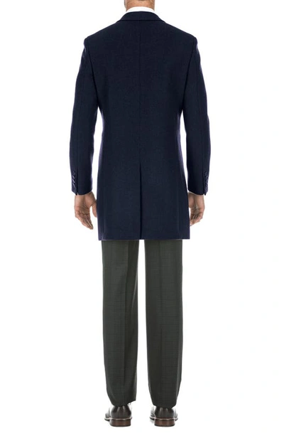 Shop English Laundry Wool Blend 3-button Three-quarter Length Top Coat In Navy