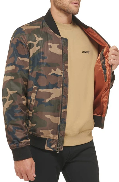 Levi's® Nylon Satin Bomber Jacket In Camouflage
