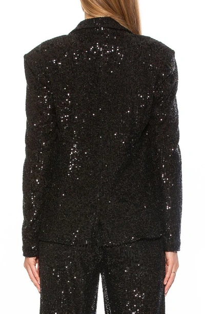 Alexia Admor Abbi Longline Double Breasted Sequin Blazer In Black