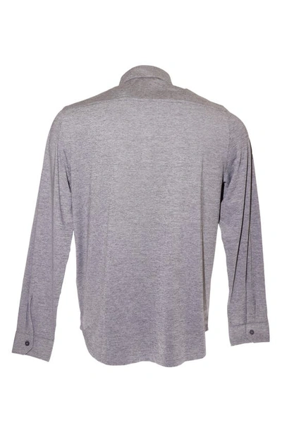 Shop Zachary Prell Bill Stretch Knit Button-up Shirt In Charcoal