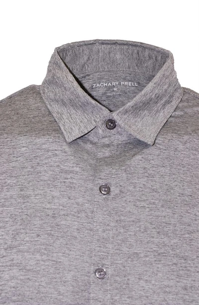 Shop Zachary Prell Bill Stretch Knit Button-up Shirt In Charcoal