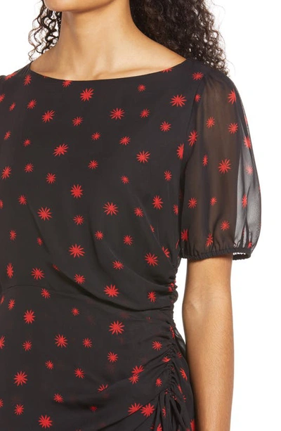 Julia Jordan Ruched High-low Midi Dress In Black Multi