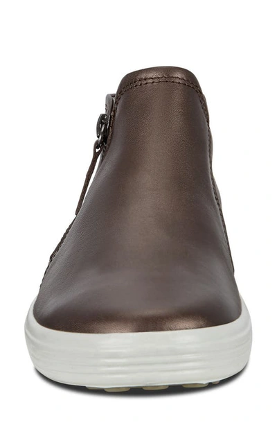 Shop Ecco Soft 7 Mid Top Zip Sneaker In Shale Metallic Leather