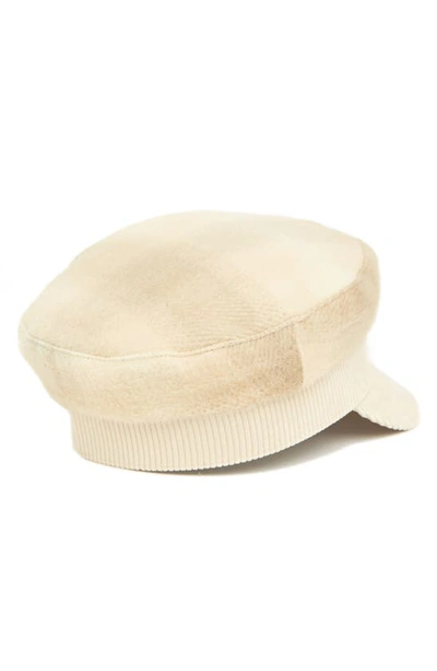 Vince Camuto Plaid Corduroy Conductor Cap In Natural