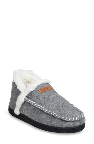 Shop Gaahuu Faux Fur Moc Toe Slipper In Grey