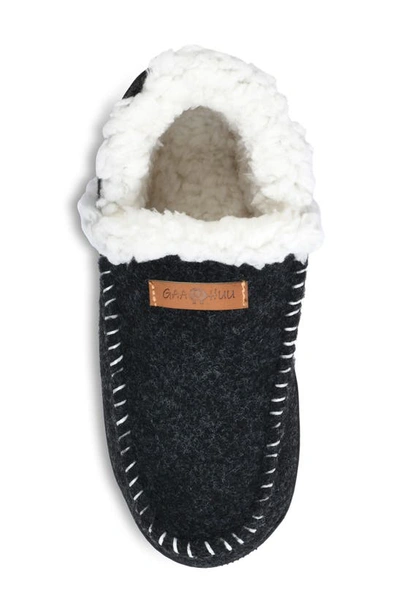 Shop Gaahuu Faux Fur Moc Toe Slipper In Black