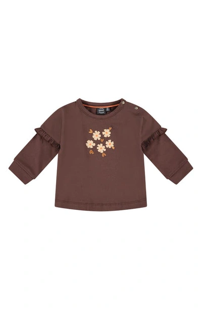 Shop Babyface Floral Long Sleeve Top In Brown