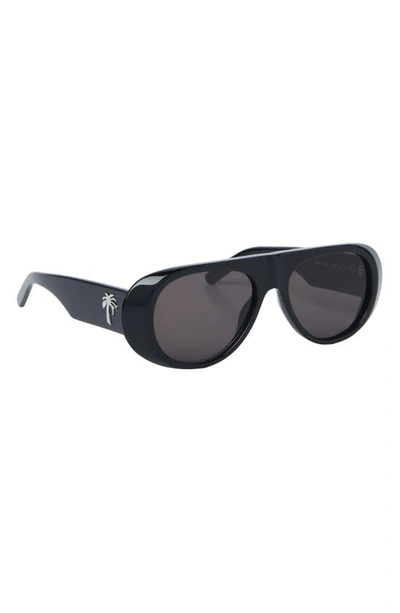 Shop Palm Angels Sierra Oval Sunglasses In Black Dark Grey