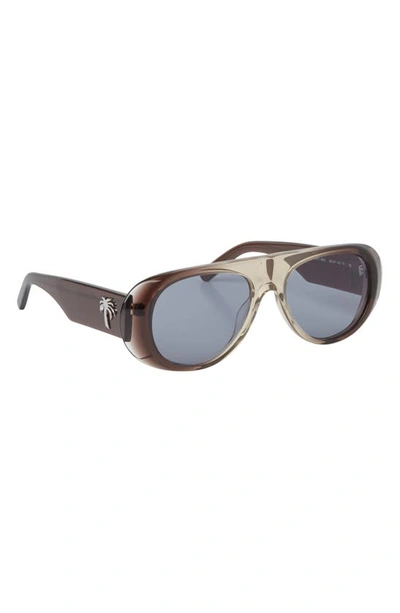Shop Palm Angels Sierra Oval Sunglasses In Crystal Melange Grey Blue