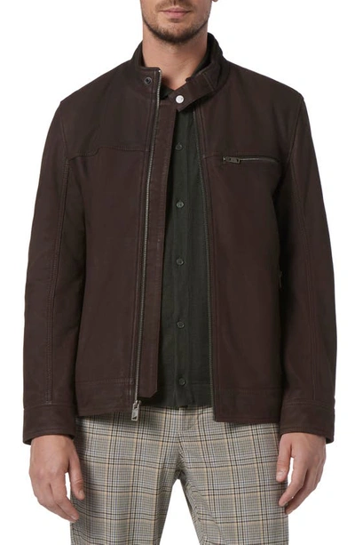 Shop Andrew Marc Norworth Leather Jacket In Dark Brown