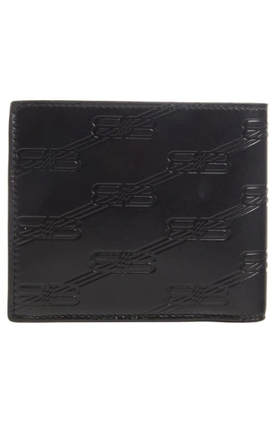 Shop Balenciaga Bb License Logo Leather Bifold Wallet In Black