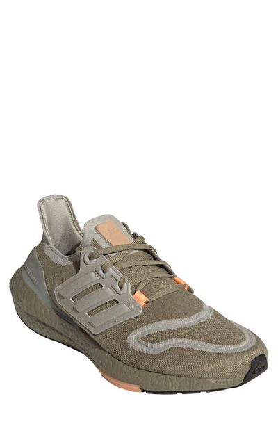 Shop Adidas Originals Ultraboost 22 Running Shoe In Orbit Green/ Grey/ Orange