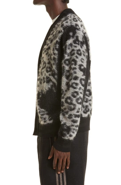 Shop Y-3 Leopard Spot Wool Blend Cardigan In Black