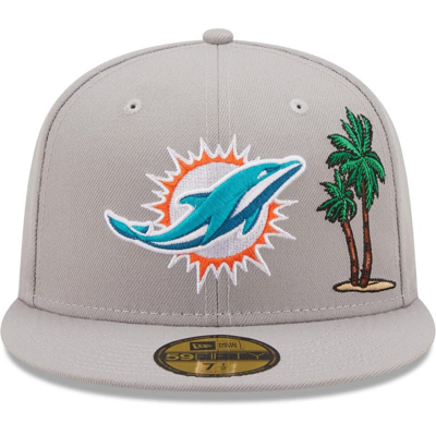 Shop New Era Gray Miami Dolphins City Describe 59fifty Fitted Hat