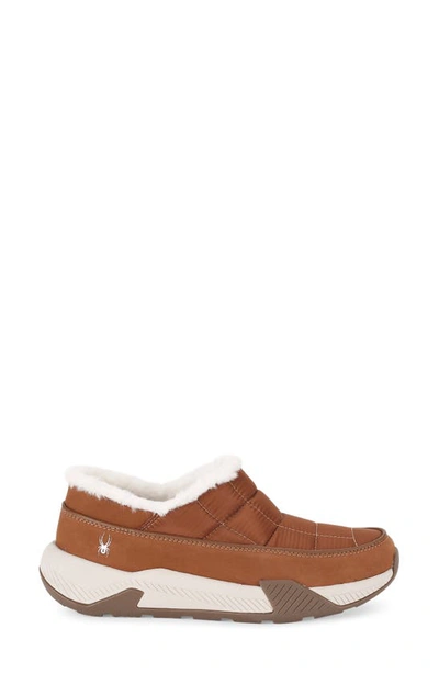 Spyder Leah Faux Fur Lined Waterproof Slip-on Sneaker In Roasted Pecan
