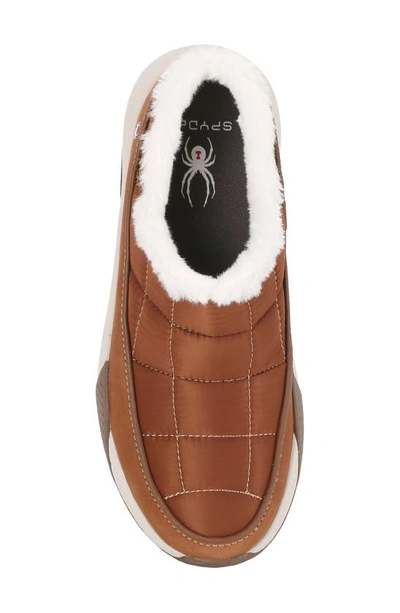 Spyder Leah Faux Fur Lined Waterproof Slip-on Sneaker In Roasted Pecan