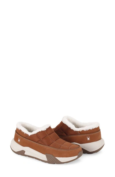 Spyder Leah Faux Fur Lined Waterproof Slip-on Sneaker In Roasted Pecan