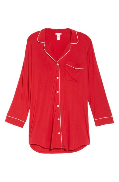 Shop Eberjey Gisele Jersey Knit Sleep Shirt In Haute Red
