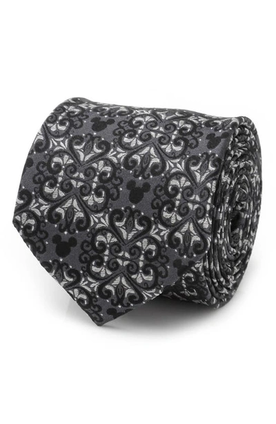Shop Cufflinks, Inc X Disney Mickey Mouse Damask Tile Silk Tie In Gray