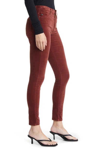 Shop Ag The Farrah High Waist Velvet Jeans In Dark Sangria