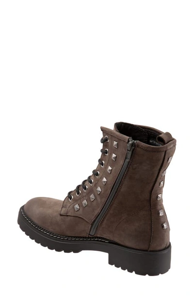 Bueno Studded Combat Boot In Grey Nubuck