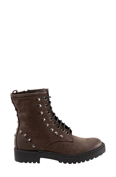 Bueno Studded Combat Boot In Grey Nubuck