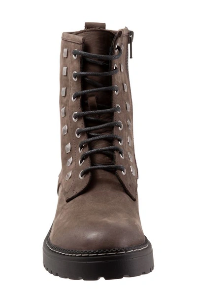 Shop Bueno Studded Combat Boot In Grey Nubuck