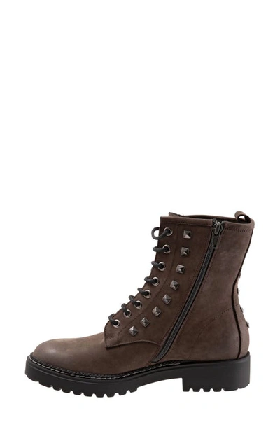 Bueno Studded Combat Boot In Grey Nubuck