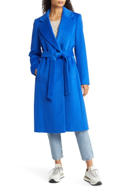 Shop Sam Edelman Belted Wool Blend Coat In Electric Blue