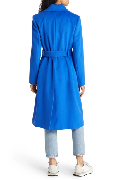 Shop Sam Edelman Belted Wool Blend Coat In Electric Blue