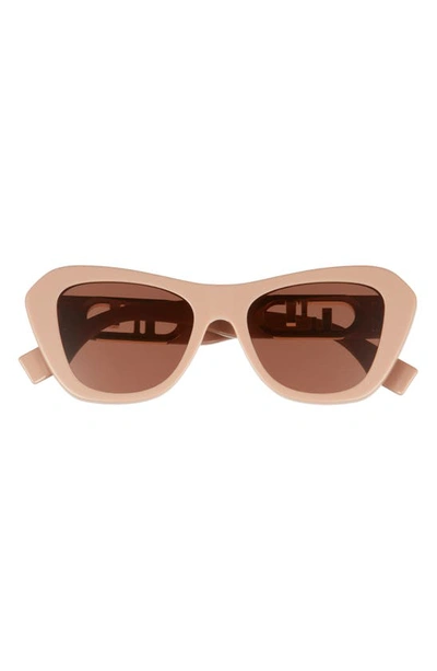 Shop Fendi The  O'lock 52mm Geometric Sunglasses In Shiny Beige / Brown