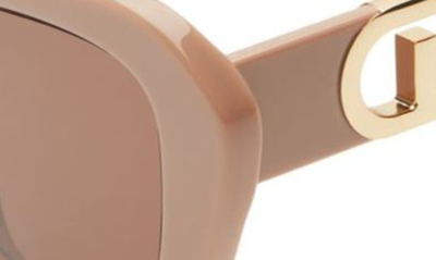 Shop Fendi The  O'lock 52mm Geometric Sunglasses In Shiny Beige / Brown