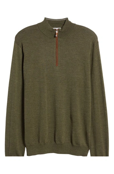 Shop Peter Millar Autumn Crest Quarter Zip Wool & Lyocell Sweater In Olive Branch