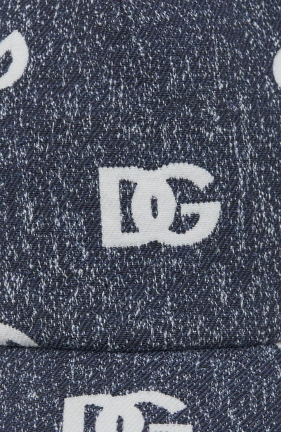 Dolce & Gabbana DG Logo Jacquard Denim Baseball Cap Grey