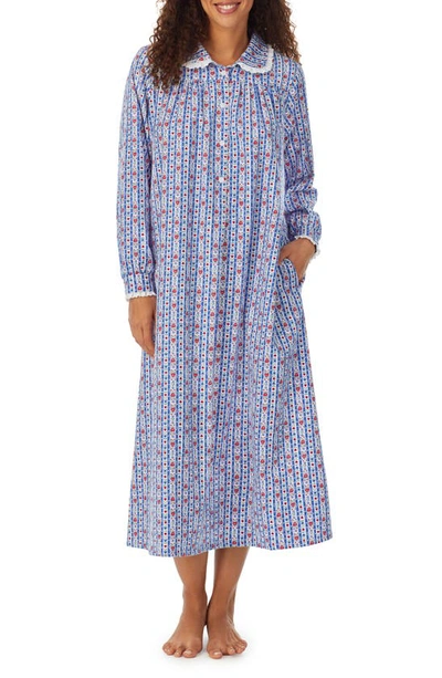 Shop Lanz Of Salzburg Cotton Flannel Ballet Nightgown In Blue Multi