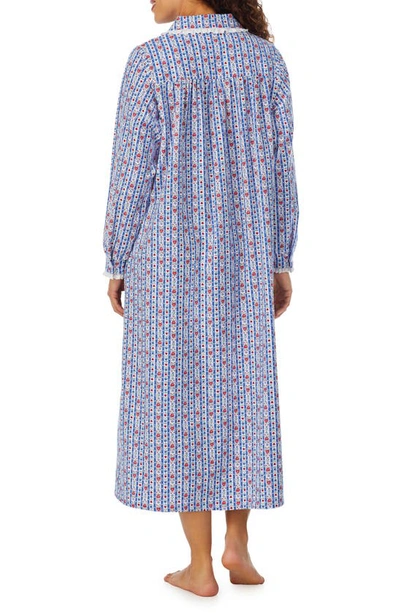 Shop Lanz Of Salzburg Cotton Flannel Ballet Nightgown In Blue Multi