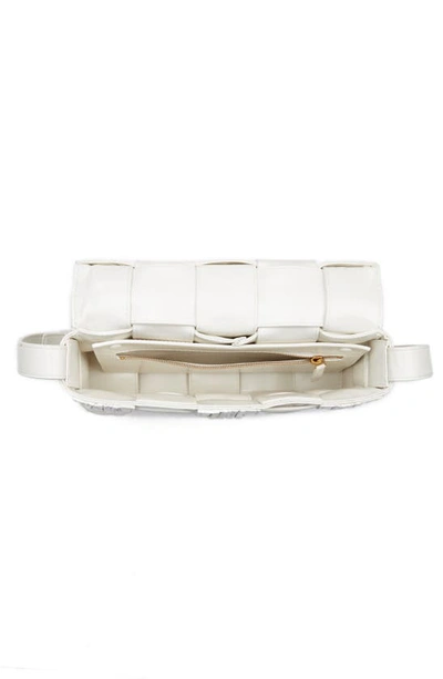 Shop Bottega Veneta Cassette Plissé Intrecciato Leather Crossbody Bag In White/ Brass