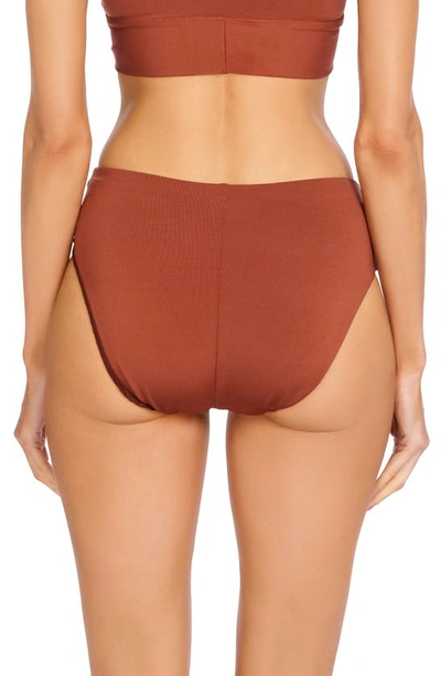 Shop Robin Piccone Ava High Waist Bikini Bottoms In Sepia