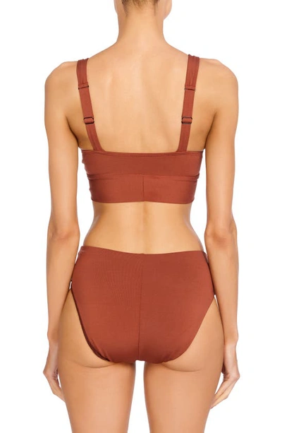 Shop Robin Piccone Ava High Waist Bikini Bottoms In Sepia